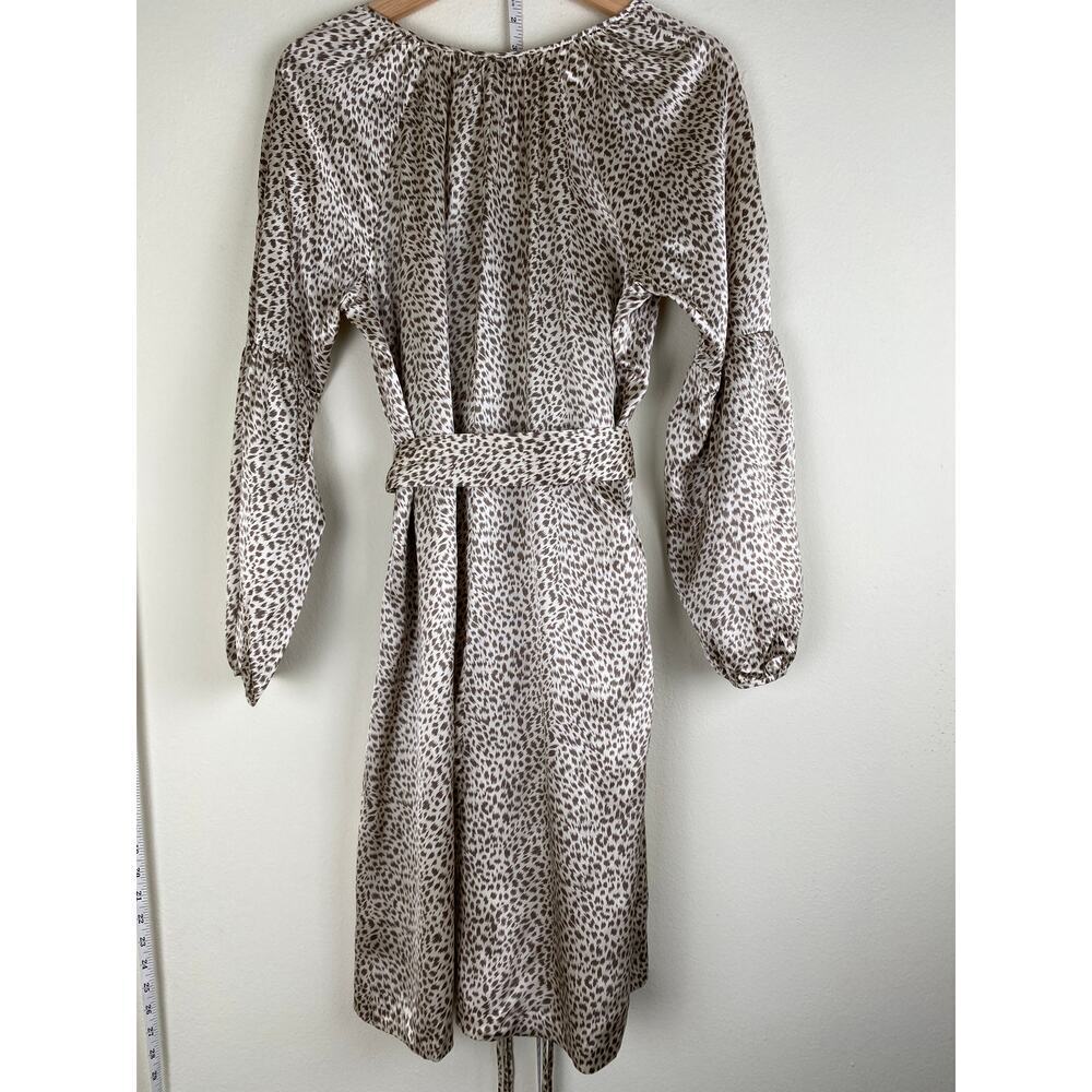 NWT Banana Republic Heritage Silk Blend Animal Long Sleeve Tie Dress Medium Ecru - Picture 8 of 12